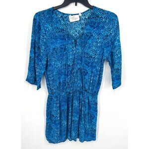 Green Dragon Womens Swimsuit Cover Dress Blue Size Medium Rayon Lace Up
